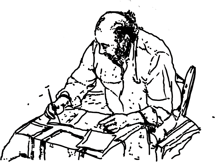 Ilustración de Reyes escribiendo